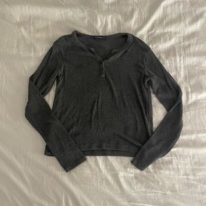 Brandy Melville Medium Gray Callan Thermal Long Sleeve Top
